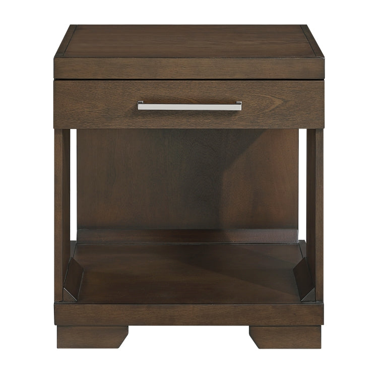 Modern Design End Table Espresso Finish Dovetail Drawer Open Shelf Contemporary Living Room Wooden Furniture 1Pc