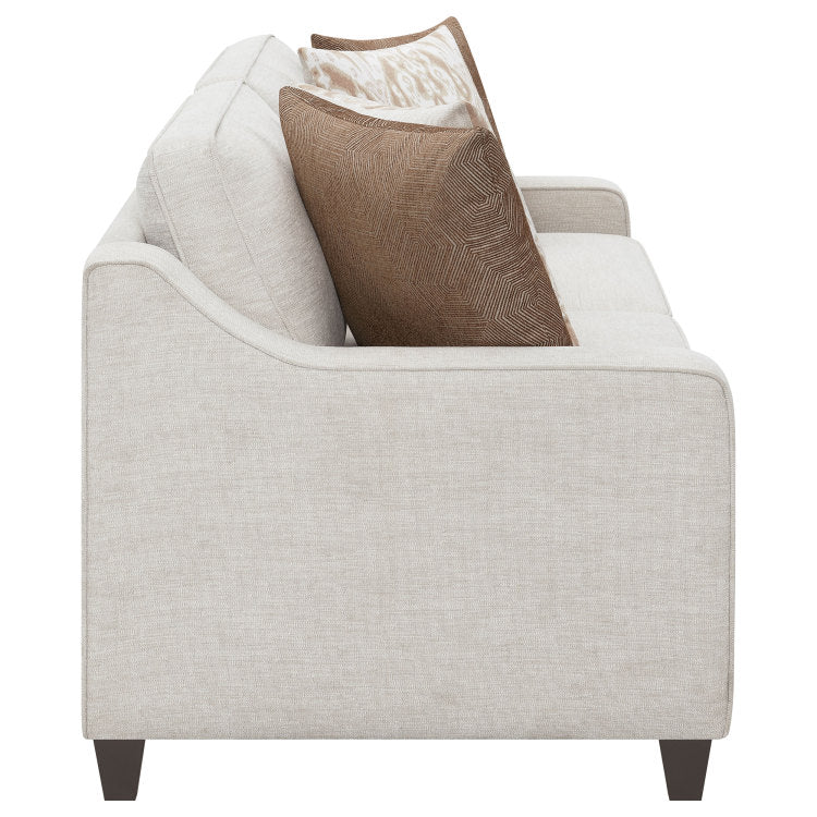 Mahaffey Christine Beige Upholstered Sloped Arm Sofa