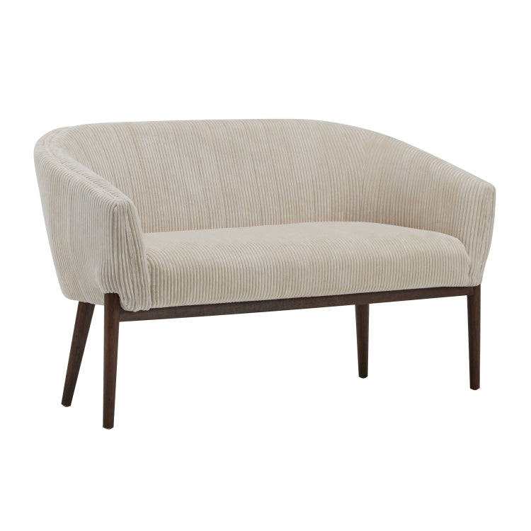 Corduroy Recessed Arm Loveseat Beige Walnut 65780