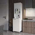 White Kitchen Pantry With Pneumatic Door And Open Storage