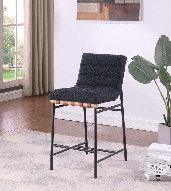 Liana 17.75"W Black Boucle Fabric Counter Height Chair