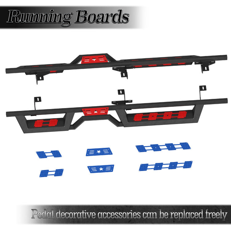 Running Boards Compatible For 2018 2026 Jeep Wrangler Jl 4 Door Black Powder Coated Nerf Bar W Two Stairs Design Two Color Pedals Switchable Freely