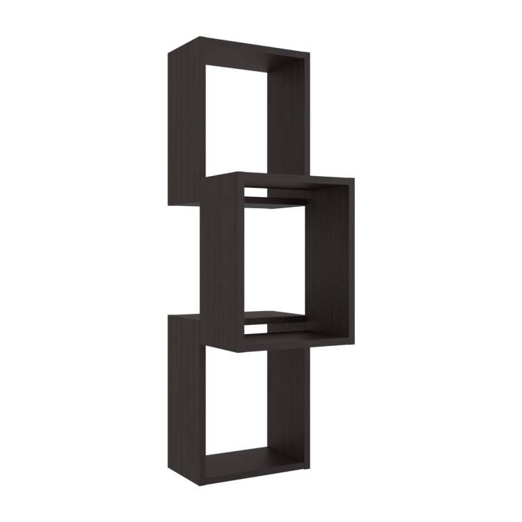 Wenge Wall Mounted Geometric Shelf Unit