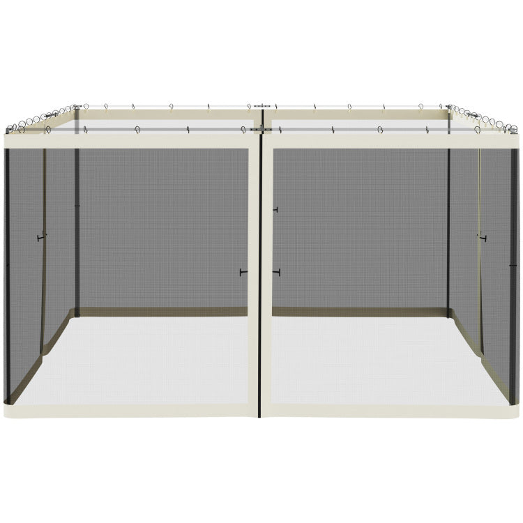 Outsunny 12' X 12' Universal Replacement Mesh Sidewall Netting For Patio Gazebos And Canopy Tents With Zippers, Sidewall Only , Cream