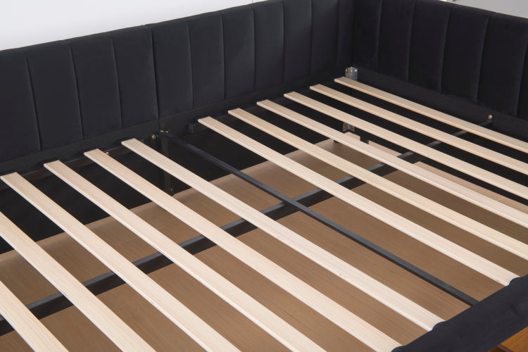 Full Size Daybed With Storage Drawers Upholstered Corner Bed With L Shaped Headboard Velvet Daybed Frame For Living Room Guest Room