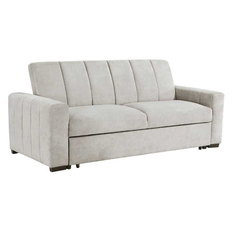 Transitional Style Convertible Sofa With Pull Out Bed Light Gray Upholstery Solid Wood Living Room Furniture 1Pc