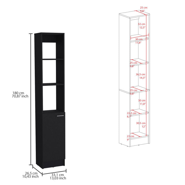 Parks Linen Bathroom Storage Cabinet With One Doors, Tall Bathroom Cabinet With 6 Shelves, For Bathroom, Living Room, Kitchen
