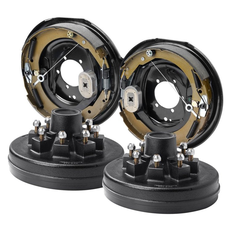 Trailer Hub Drum Kits 8 On 6.5" B.C. With 12" X 2" Electric Brakes, Self Adjusting Trailer Brake Assembly For 7000 Lbs Axle, 5 Hole Mounting, Backing Plates For Brake System Part Replacement