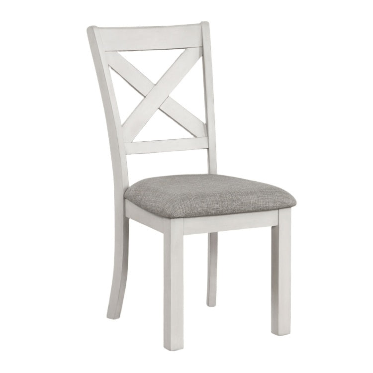 Rustic White Oak Farmhouse 2Pcs Dining Chairs Cross Back Wooden Cushion Seat Kitchen Dining Room Furniture