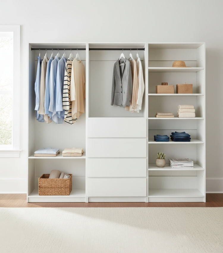 Prosper White Freestanding Walk In Wood Closet System