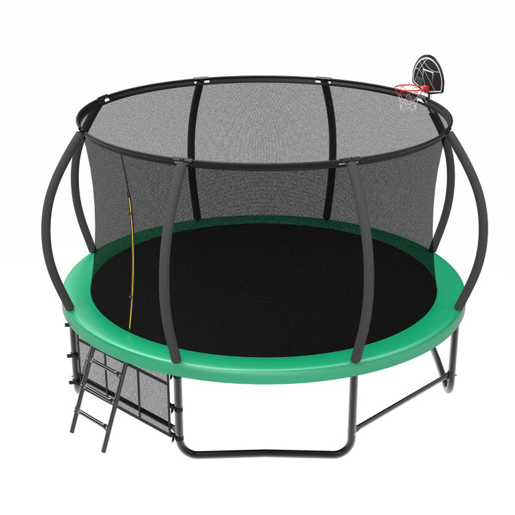 14Ft Trampoline With Enclosure Recreational Trampolines With Ladder And Antirust Coating, Astm Approval Outdoor Trampoline For Kids