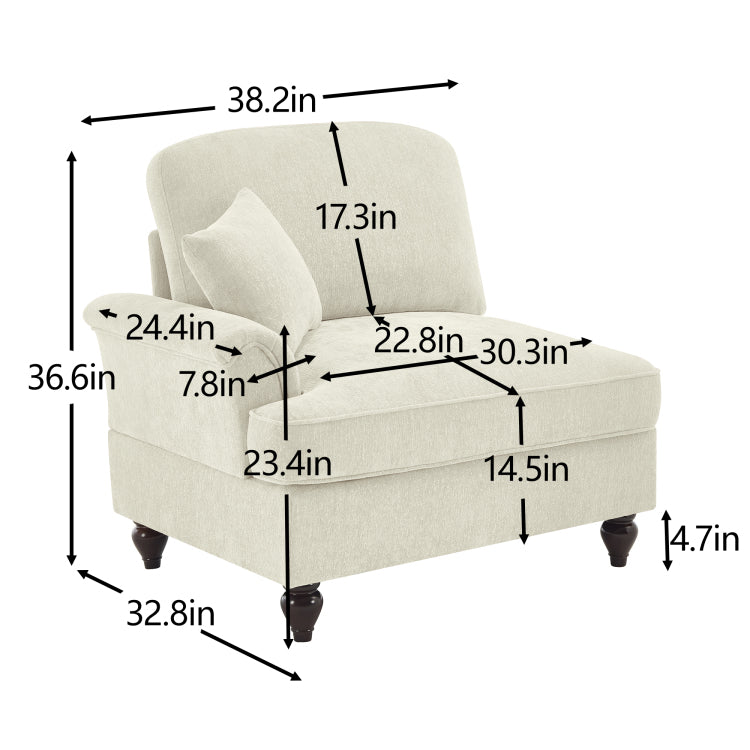 Sofa Lsf Chenille W 1 Pillow Beige White