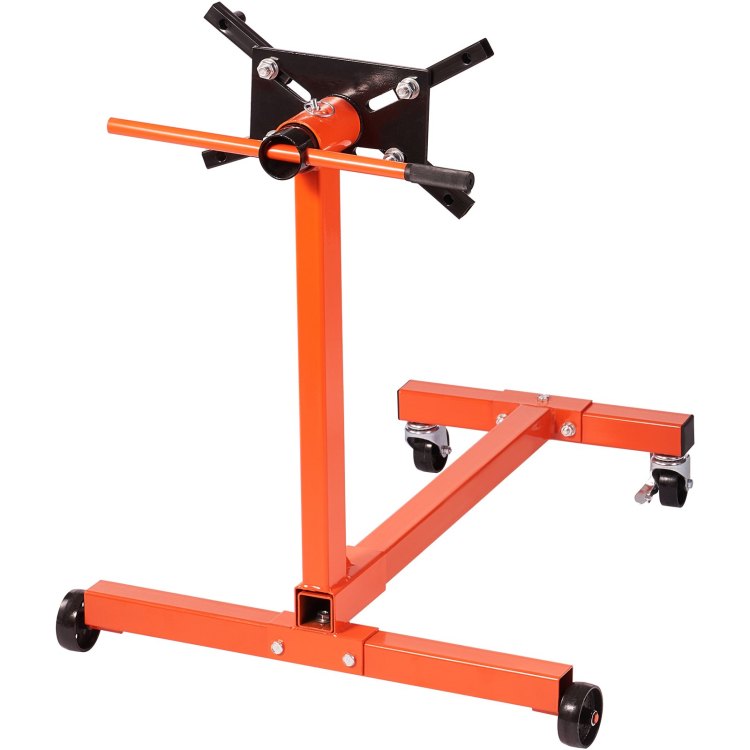 Engine Stand, 750 Lbs 3 8 Ton Rotating Engine Motor Stand With 360 Degree Adjustable Head, Cast Iron Motor Hoist Dolly, 4 Caster, 4 Adjustable Arms, For Vehicle Maintenance, Auto Repair