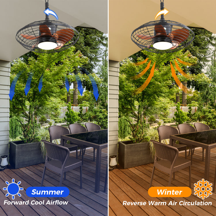 20 Inch Downrod Mount Led 18W 3Cct 5 Abs Blades Dc Motor With Hanging And Hook For Outside Patios Pergola