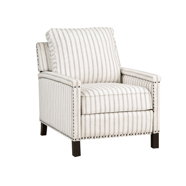 Traditional Living Room Furniture Push Back Reclining Chair 1Pc Textured Fabric Upholstery Nailhead Trim Solid Wood Frame
