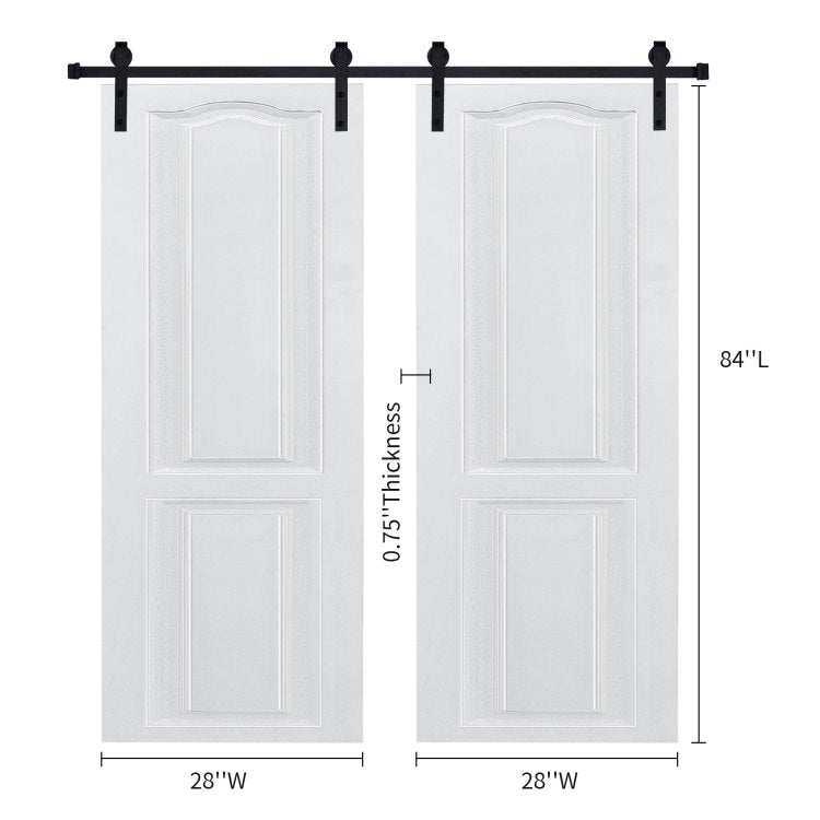 Dual Cnc Crafted Modern Door 3 4" Thick 56 In. X 84 In. Mdf White Barn Sliding Door With Hardware Kit