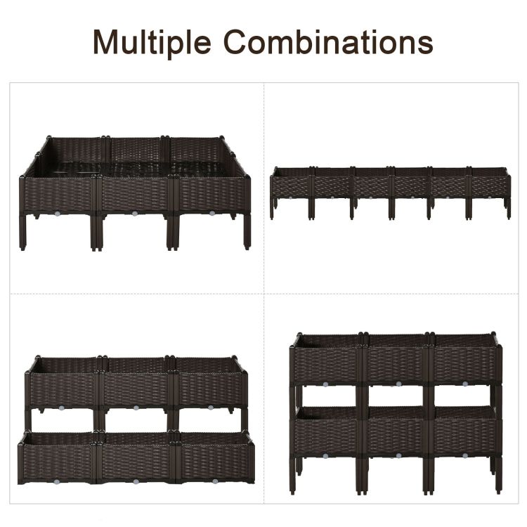 Outsunny 6 Piece Raised Garden Bed Kit, Elevated Self Watering Planter Boxes With Drainage Holes For Outdoor Flowers, Vegetables, And Herbs