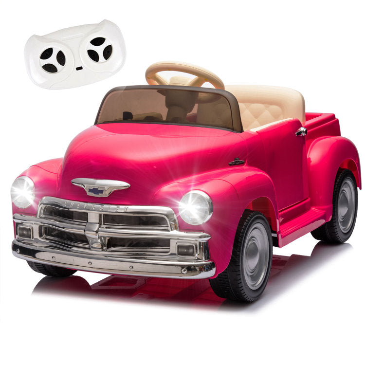 12V Kids Ride On Truck Car W Parents Control, Licensed Chevrolet 3100 Pickup,Electric Car For Kid,Vintage Modeling,3 Speeds,Led Lights,Bluetooth,Usb,High Power Up To 4.35 Km H,Age 3