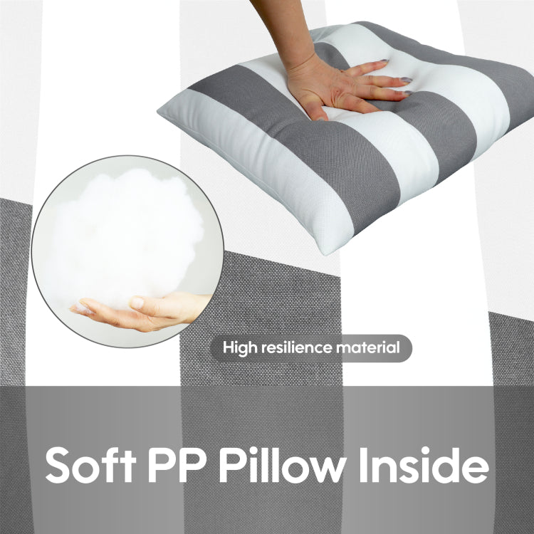 2 Pack Outdoor Throw Pillows, Waterproof & Fade Resistant Patio Cushions For Garden, Porch, Poolside Furniture Soft & Comfortable Decorative Pillow Covers 18X18 Inch, Grey White Strpie