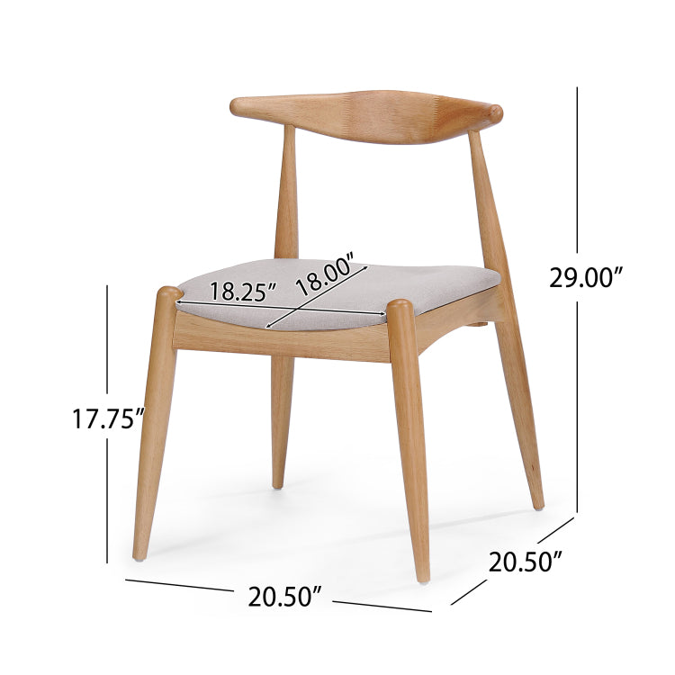 Set Of 2 Rubberwood Dining Chairs With Ergonomic Backrest & Comfort Cushions, Natural Beige Same Sku: 59296.00Fbei