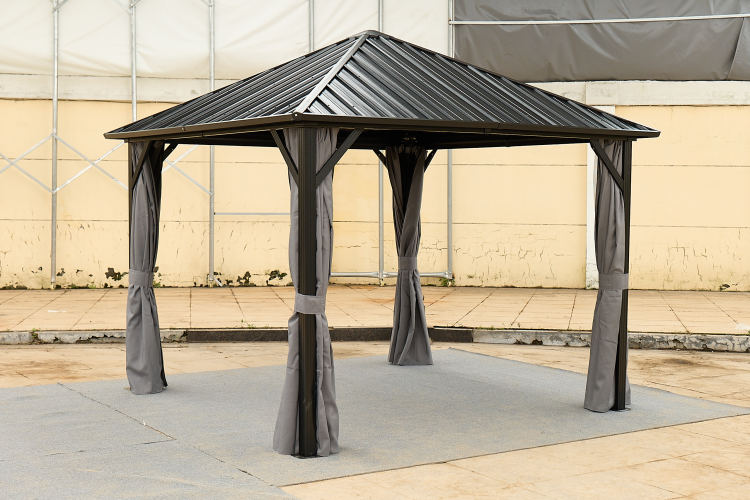 10*10Ft Patic Gazebo,Aluminum Gazebo With Steel Canopy,Outdoor Permanent Hardtop Gazebo Canopy For Patio, Garden, Backyard