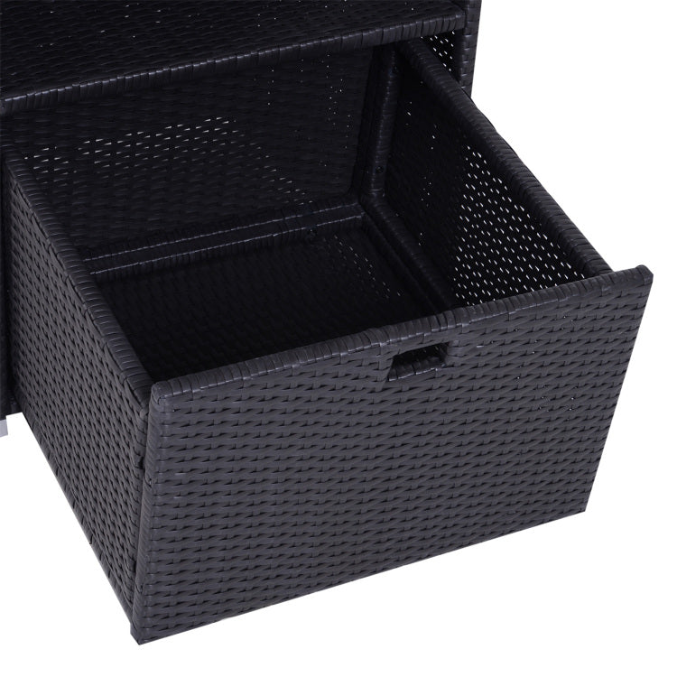 Outsunny Valet Pool Towel Rack, Waterproof Pe Plastic Rattan Wicker Storage Organizer, Indoor Outdoor Spa, And Hot Tub Accessory Storage, 2 Shelves, 1 Basket Drawer, Espresso