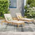 Riviera Outdoor Chaise Lounge With Wheels, Acacia Wood Frame Set Of 2