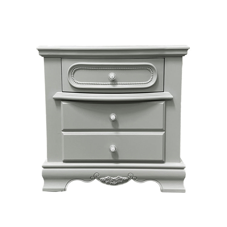 Grey 3 Drawer Nightstand