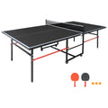 8Ft Black Mid Size Table Tennis Table Foldable & Portable Ping Pong Table Set For Indoor Games With Net, 2 Table Tennis Paddles And 3 Balls