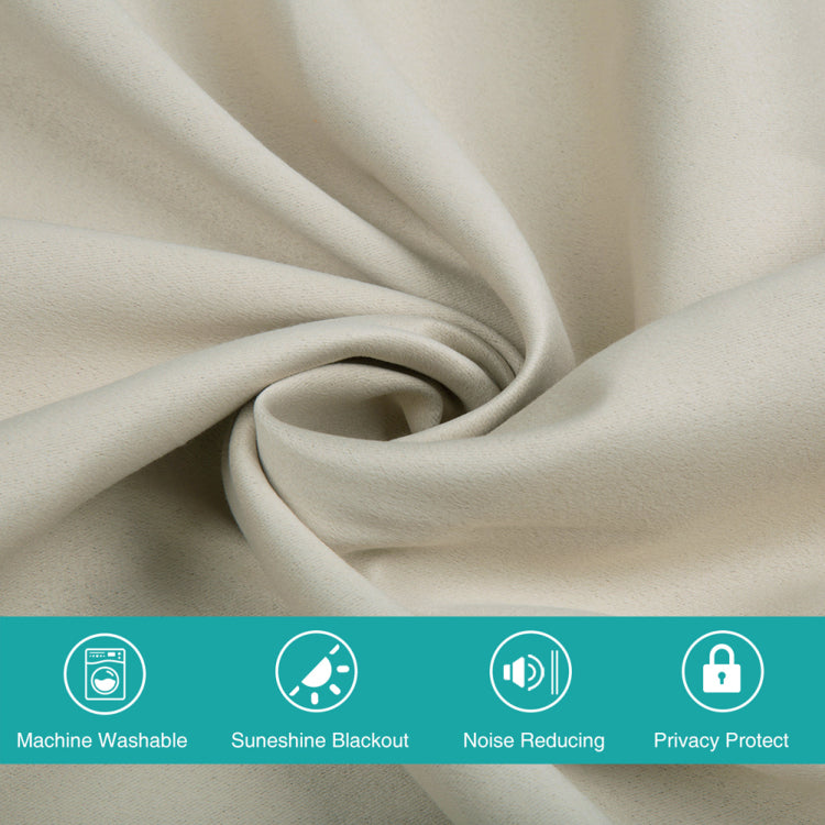 Blackout Indoor Curtain Grommets With Coating, Beige, 52*84 Inch, 2 Panels