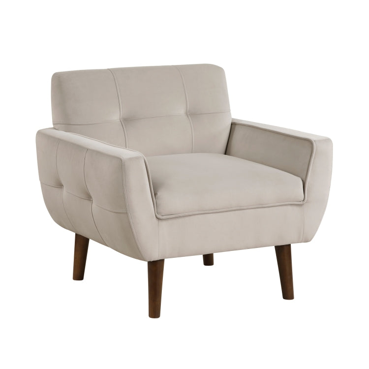 Brown Accent Chair Upholstered Velvet Cushion Seat Back Tufted Contemporary Living Room Furniture 1Pc