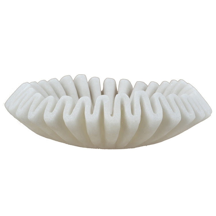 D9.5X2.5" Wavy Sand And Resin Bowl With Textured White Finish