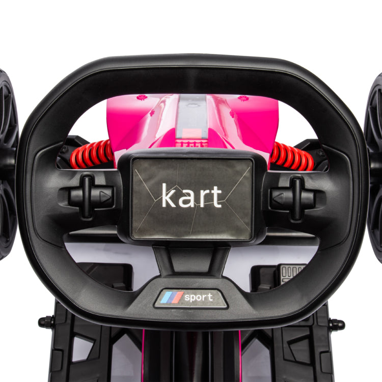 Aosom 12V Electric Go Kart For Kids, Outdoor Ride On Toy With Forward Backward Drive & Adjustable Speed, Gift For Child 3 8 Years Old, Pink