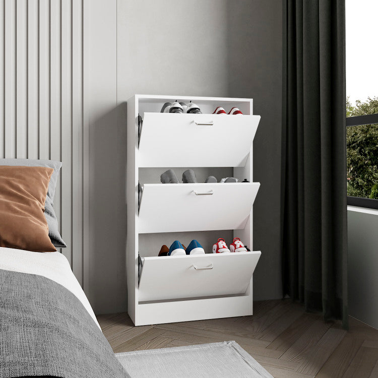 Inola High Pull Down Shoe Rack, Shoe Storage, Entryway, Bedroom, White