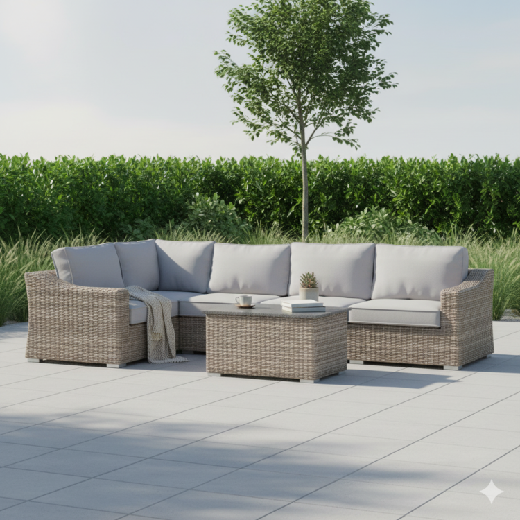 4 Person Wicker Outdoor Seating Set Fully Assembled Garden Sofa Group