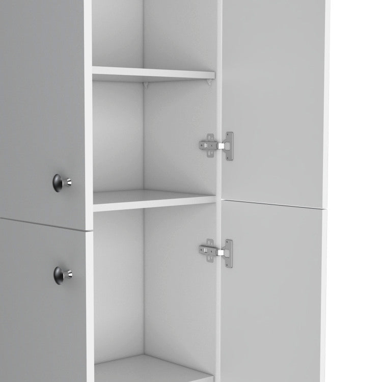 Kitchen Pantry 71" H, 4 Doors, 5 Adjustable Shelves, Laundry, White