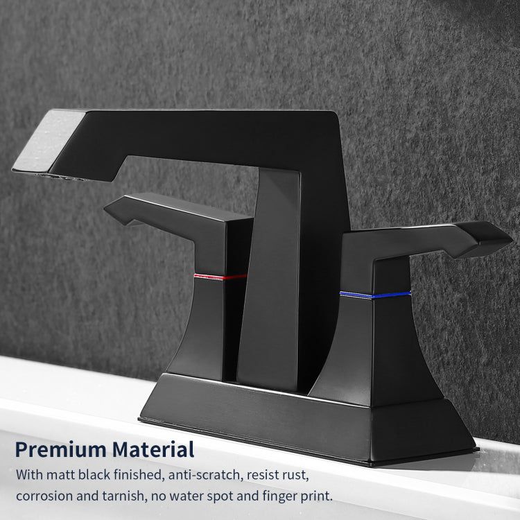 2 Handle Heavy Duty Bathroom Faucet With Drain And Supply Kits, Modern Style Lavatory Deck Mounted Faucet Matte Black 4001 Mb