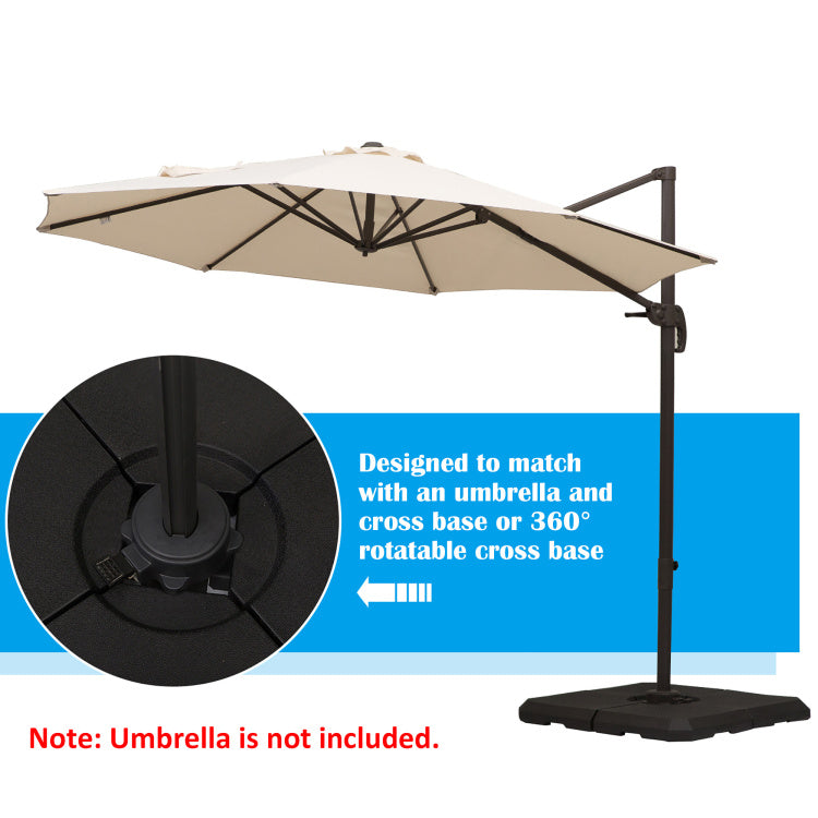 Outsunny 4 Piece Heavy Duty Cantilever Offset Umbrella Stand Base Weight, 264 Lb. Capacity, Easy To Fill With Water Or Sand