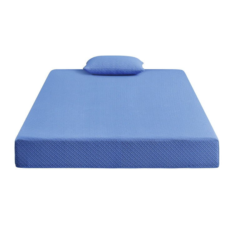 7Inch Full Mattress And Pillow Set Fabric Gel Infused Memory Foam Mattress, Blue, Mattress In A Box