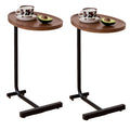 2 Pieces Brown C Shaped Side Table, Small Sofa Table For Small Spaces, Living Room, Bedroom