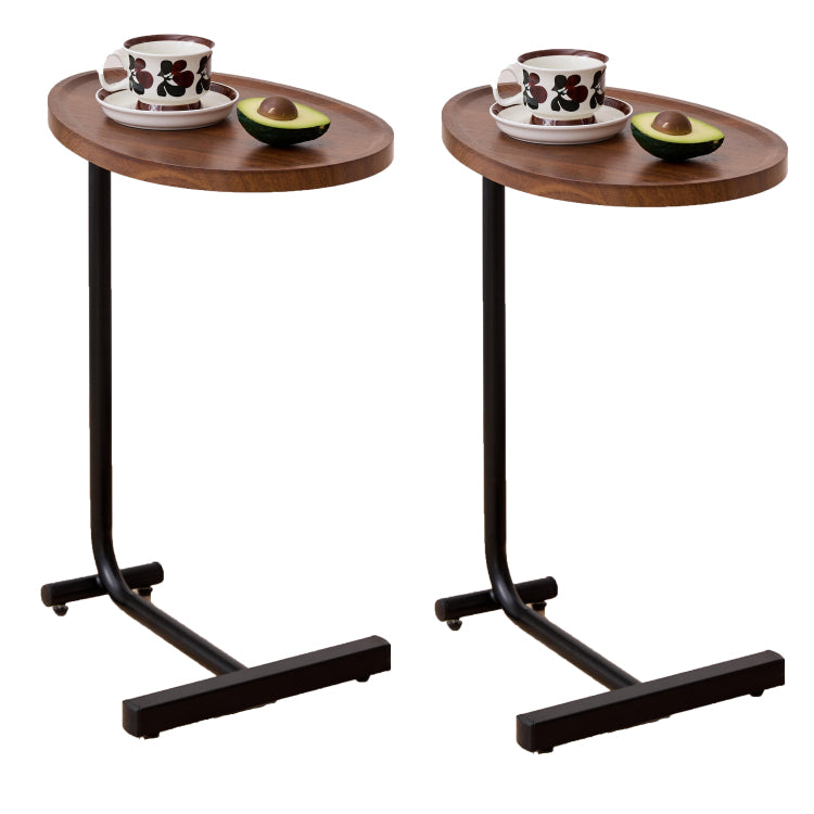2 Pieces Brown C Shaped Side Table, Small Sofa Table For Small Spaces, Living Room, Bedroom