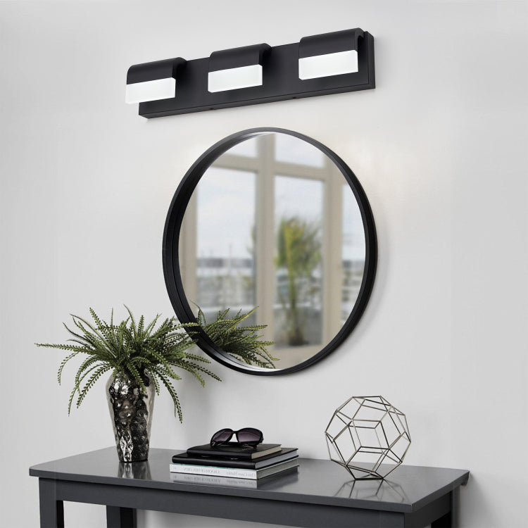 Led Contemporary Vanity Lights Fixture Bathroom Wall Light Over Mirror Matt Black 3 Lights Dimmable