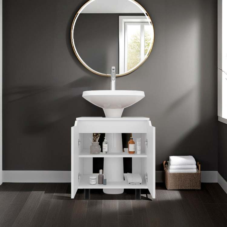 White Bathroom Vanity Cabinet For Pedestal Sink