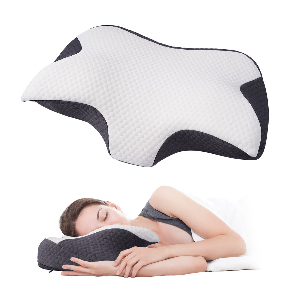 Ergonomic Travel Neck Pillow 950G Molded Pu Slow Rebound Foam, Dual Layer Cover, Compact & Supportive For Airplane, Car & Office Use
