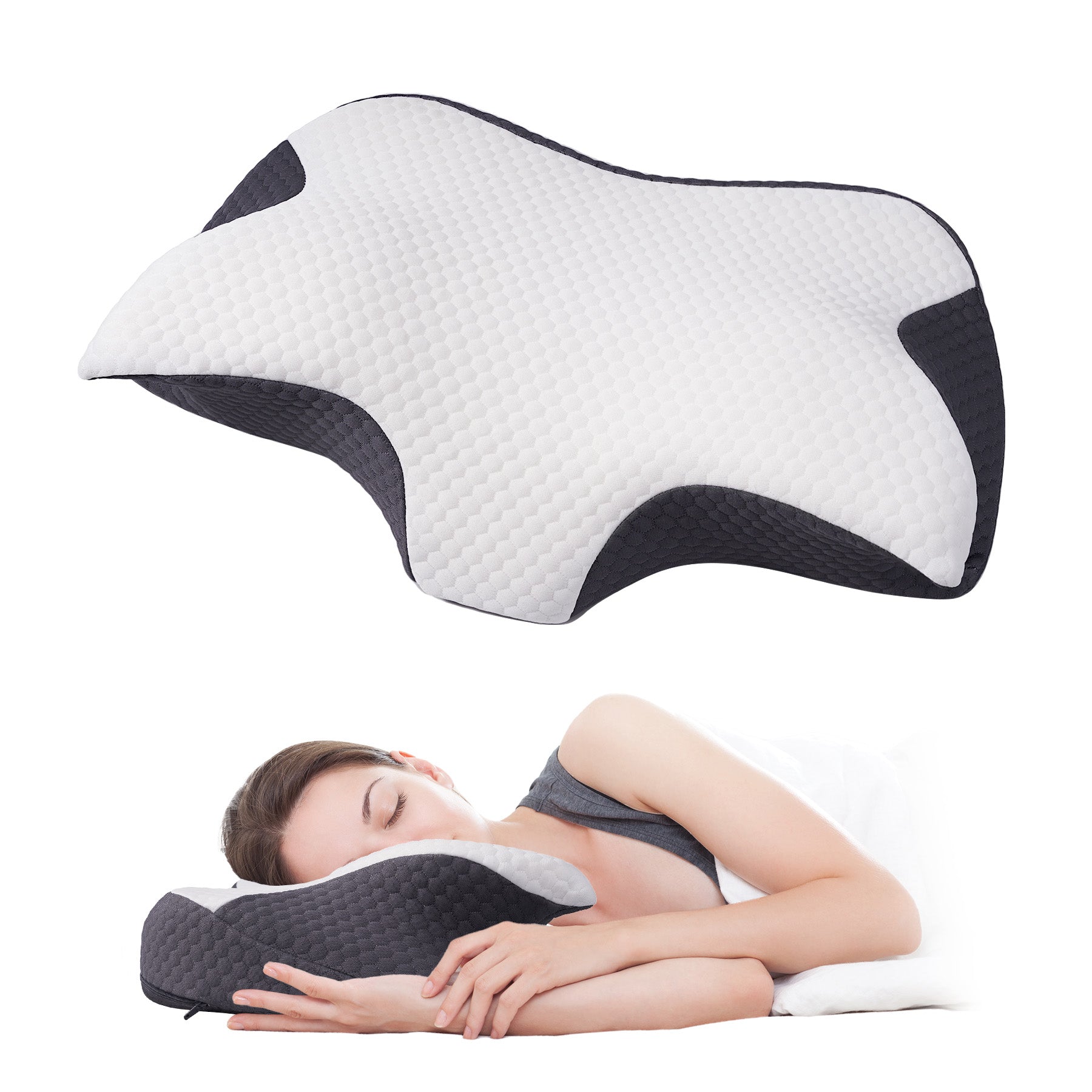 Ergonomic Travel Neck Pillow 950G Molded Pu Slow Rebound Foam, Dual Layer Cover, Compact & Supportive For Airplane, Car & Office Use