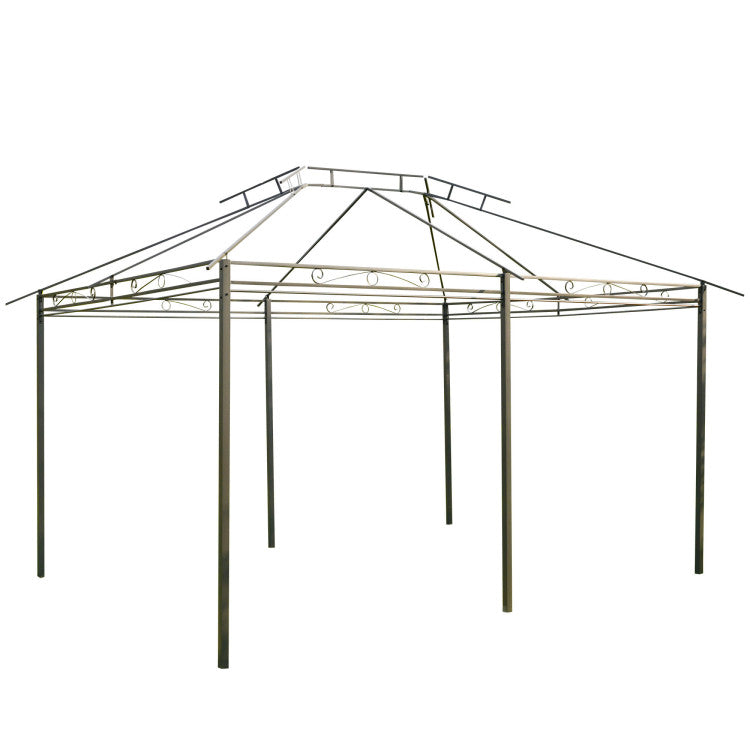 Outsunny 10' X 13' Patio Gazebo, Outdoor Gazebo Canopy Shelter With Curtains, Vented Roof, Steel Frame For Garden, Lawn, Backyard And Deck, Sage Gray
