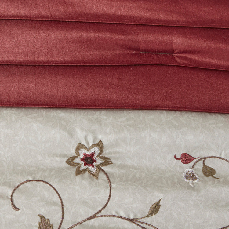 Embroidered 7 Piece Comforter Set Red Queen