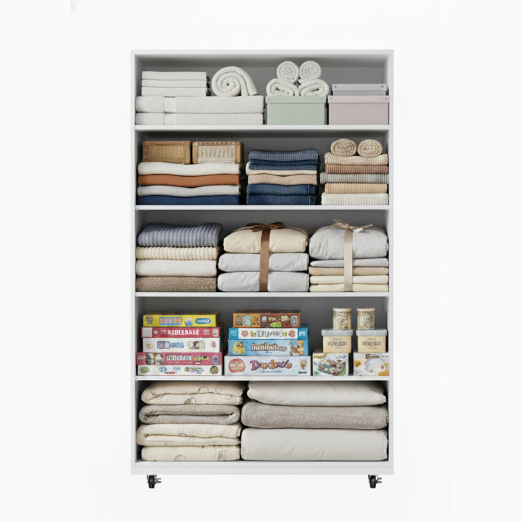 White 5 Drawer Dresser With Wheels Modern Storage Cabinet