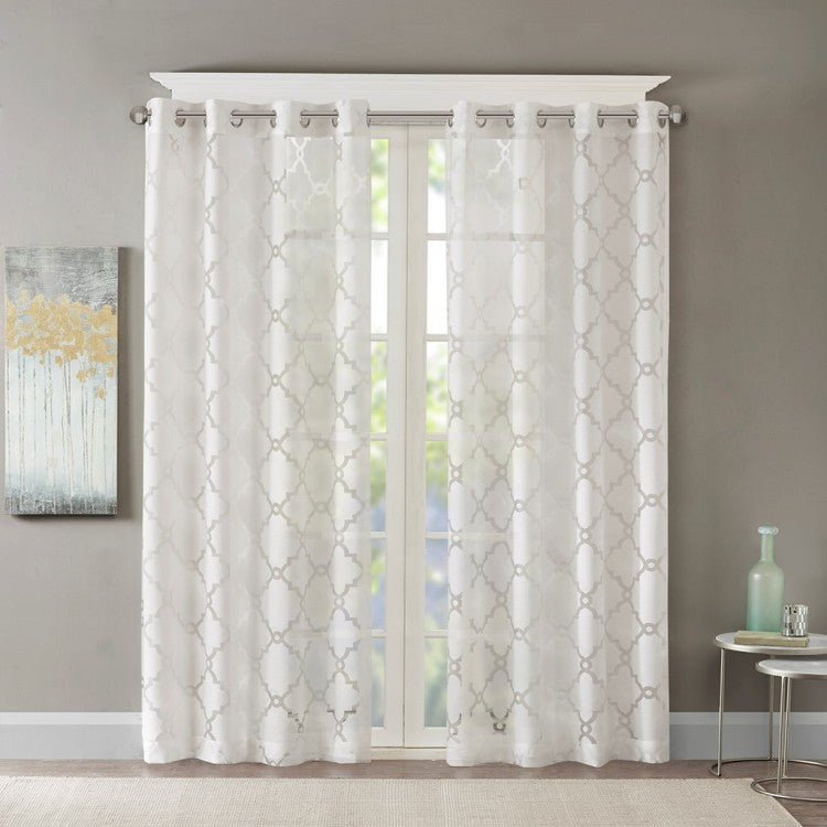 Fretwork Burnout Sheer Curtain Panel Only 1 Pc Panel