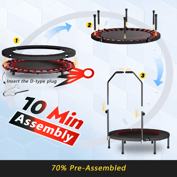 Yc 40Inch Foldable Trampoline With Handle Premium Elastic Black